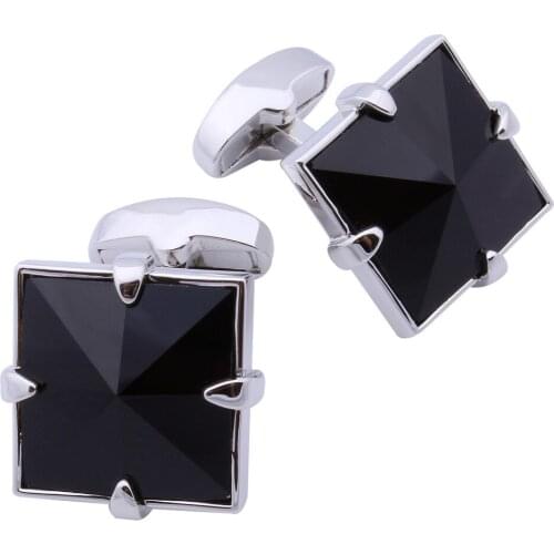 Unique Black Cut Stone Cufflinks Elegant Irregular Cuff links For Men Male Shirts Jewelry