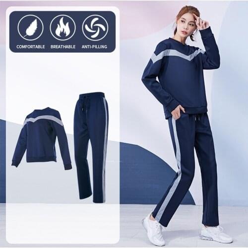 VANSYDICAL Winter Running Set Women Striped Breathable Jogging Sportwear for Women Gym Clothing Outdoor Workout Tracksuit Female