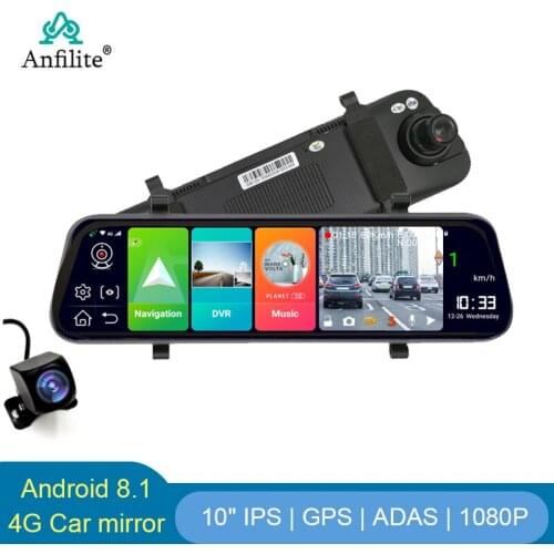 10 "4G Dash Cam Car Rearview Mirror ADAS Android 8.1 1080P HD Auto Recorder WIFI GPS Navigation Car DVR 24-hour monitoring