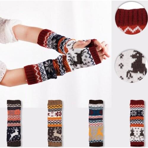 Womens Mitts Winter Spring Warmer Knitting Wool Elastic Fingerless Arm Sleeve Cycling Cuff Half Finger Gloves Leakage Sleeves