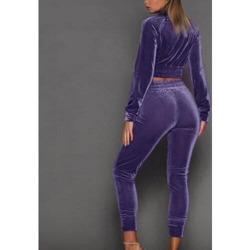 Womens Set Spring Sportswear Suit Suede Long Sleeve Sweater Two-piece Casual Sportswear Set 2021 Fashion