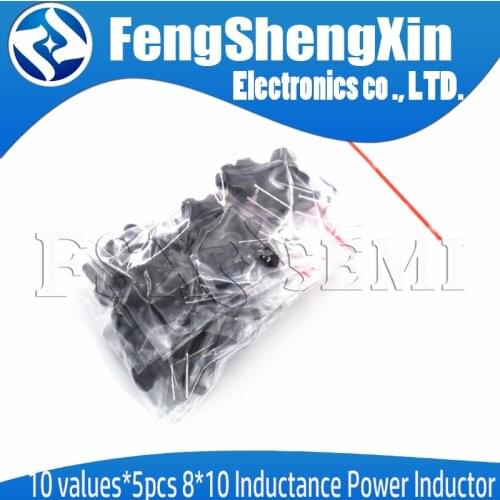 10Values*5pcs=50pcs 0810 8*10mm Inductance Power Inductor Kit 10UH 22UH 33UH 47UH 68UH 100UH 150UH 220UH 1MH 10MH