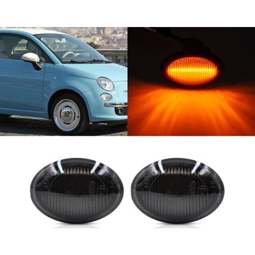 2x Smoked Lens Full Led Side Marker Lights For Fiat 500 2-Door Pop/ Sport/ 500C/ 500E/ 500 Abarth 2007-2019