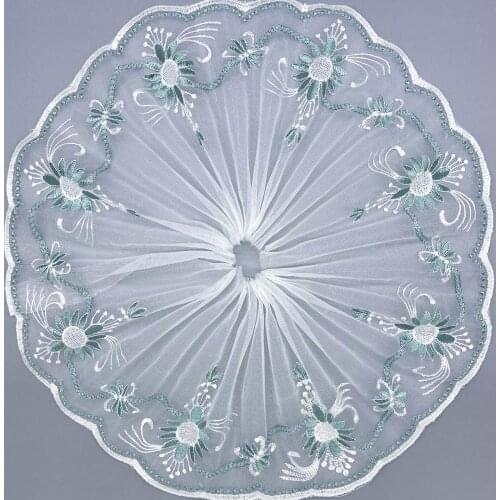 3Yards Ivory blue Handmade DIY Clothing Accessories Floral Embroidery Lace Fabric Curtains Sofa Lace Trim For Wedding Dress 20cm