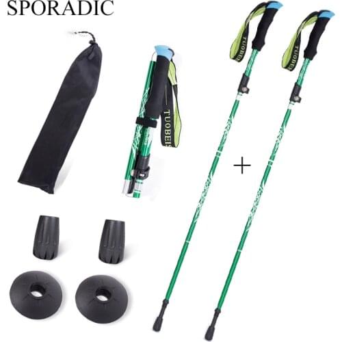 5-Section Portable Telescopic Stick Trekking Poles Walking Hiking Stick for Self Defense Shooting Cane Camping Accessories