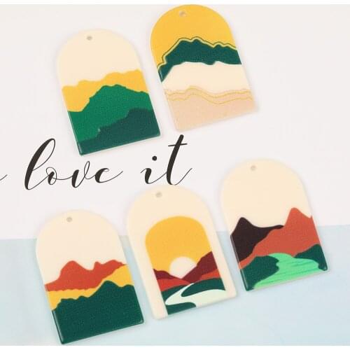 HAOSAW 6Pcs 27*40MM Jewelry Accessories/Hand Made/Painting Effect/Pendant/DIY Making/Charms/Earrings Findings & Components