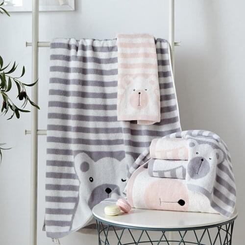 Adult bath towel cute cartoon household cotton towel water absorption does not drop the wool adult cotton bath towel large