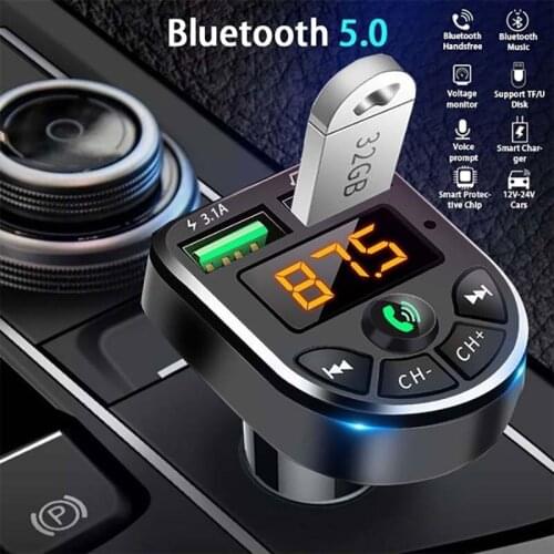 Bluetooth 5.0 FM Transmitter Car Kit MP3 Modulator Player Audio Receiver Charger