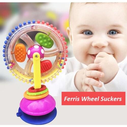 Baby Toys Tricolor Multi-touch Rotating Ferris Wheel Rattle Toys Development Puzzle Infant Dining Chair Cart Toddler Sucker Toys