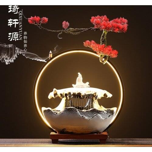 Simulation of plant New Chinese ceramic transshipment geomantic rockery Small night light home decoration accessories modern