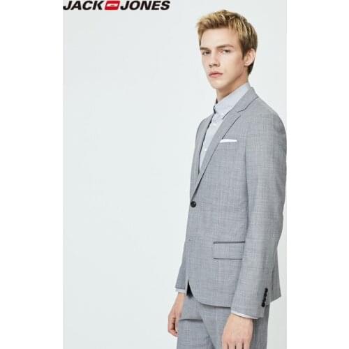 JackJones Mens Business Casual Pure Color Crease Resistant Notched Collar Suit Jacket| 220172504