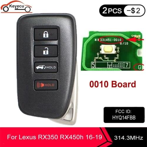 KEYECU Smart Remote Control Car Key 314.3Mhz 8A Chip 4btn for Lexus RX350 RX450H 2016 2017 2018 2019 2020 HYQ14FBB 0010 G Board