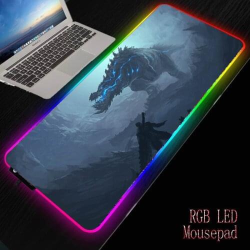 MRGBEST Anime Monster Hunter RGB Gaming Gamer Led Computer Mousepad Big Mouse Mat with Backlight Carpet for Keyboard Desk Mause