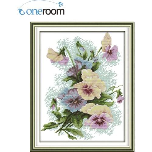 Dim Pansy (2) Flower Counted Cross Stitch 11CT 14CT Cross Stitch Sets Chinese Cross-stitch Kits Embroidery Needlework