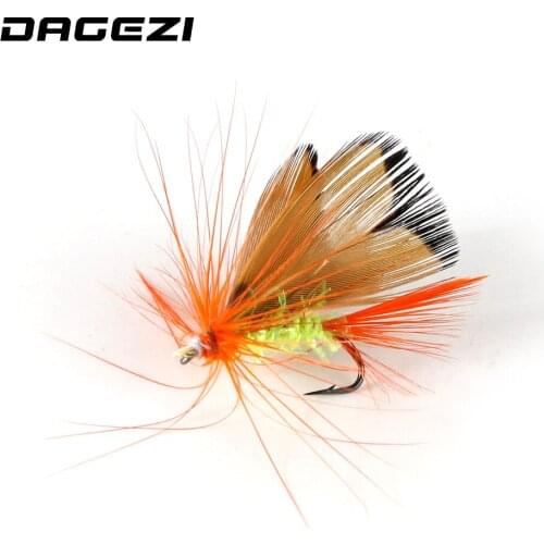 DAGEZI Fly Fishing Lure set Feather Single Treble Hooks Carp Fish Lure Water surface 10pcs/lot Artificial Fishing Bait with box