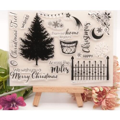 Merry Christmas Tree Transparent Stamps + Metal Cutting Dies Embossing DIY Crafts