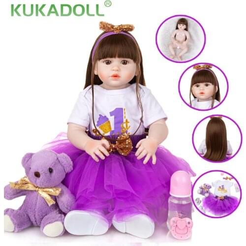 Simulation 57CM 23 Inch Reborn Baby Dolls Full Silicone Body Priness Adorable Playmate Toy For Kids Birthday Christmas Present