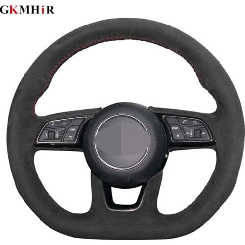 DIY Black Soft Suede Car Steering Wheel Cover for Audi A4 (B9) A3 (8V) Avant A1 (8X) A5 (F5) Sportback Q2 2016-2019