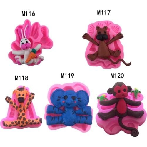 Animals Silicone Mold Baby Birthday Party Fondant Cake Decorating Tools Chocolate Gumpaste Molds Clay Candy Mould