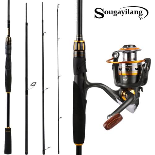 Sougayilang 2.1m Fishing Pole and Fishing Reel Carbon Sea Carbon Lure Rod and Casting Spinning Reel Fishing Rod Combo