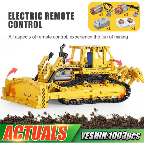 MOULD KING 17024 High-Tech Car The APP Control Bulldozer RC Caterpillar D8K Set Assembly Building Blocks Kid Christmas Toys Gift