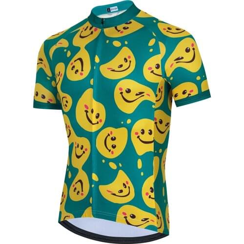 Cartoon Funny Men Summer Yellow Cycling Jersey Short Tops Bike Bicycle Wear RACING Road Bike MTB Breathable Jersey
