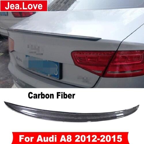 Real Carbon Fiber Rear Trunk Wing Spoiler Car Body Styling Tail Decoration for Audi A8 2012-2015 Modification
