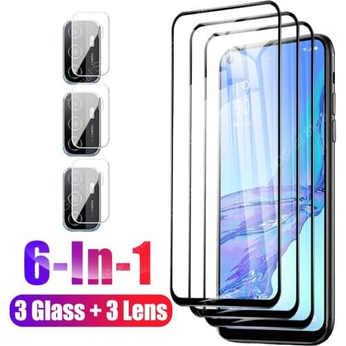 6in1 Screen Tempered Glass On For Oppo A31 A5 A9 2020 A15 A16 A52 4G A54 A72 A74 5G Screen Protector Camera Lens Protective Film