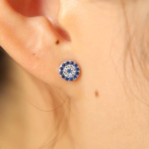 Earings New Promotion Crystal Brincos 2021 Elegant Girl Women Cute Jewelry 100% 925 Sterling Sapphires Tiny Cz Stud Earring Gift