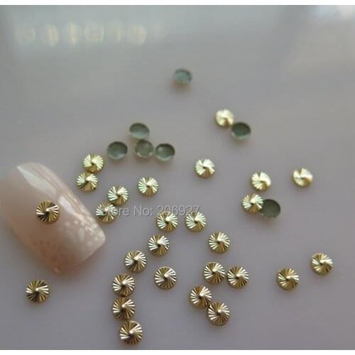 NS-04 30pcs Nail Decoration High Quality 4mm Gold Round Metal Stud Nail Art Decoration
