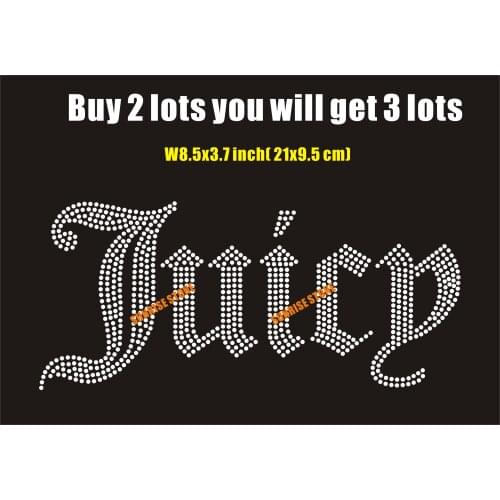 Letter Juicy hot fix rhinestone transfer motif
