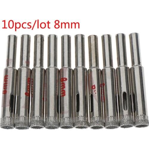 10pcs/lot 8mm Diamond Coated Core Drill Bit Granite Glass Tile Hole Saw 5/16"