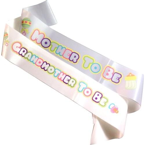 2pcs Baby shower 2021 new design sash multi colorful printing Mother to be & Grandmother to be white ribbon party favors