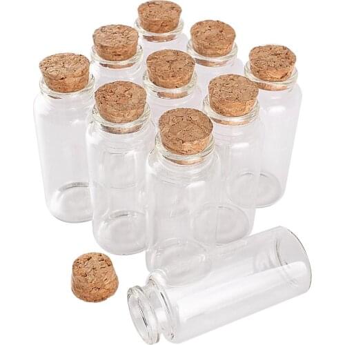 24pcs 30*70*17mm 30ml Mini Glass Wishing Bottles Tiny Jars Vials With Cork Stopper wedding gift