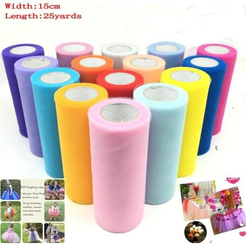 25 yards 15cm Tulle Roll Fabric Spool Tutu Wedding Decoration Baby Shower Organza Laser DIY Crafts Birthday Party Supplies