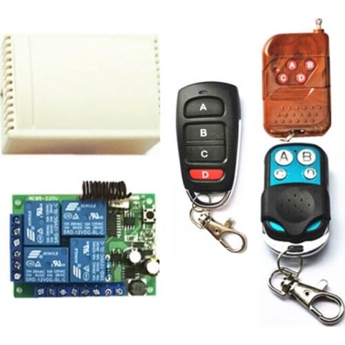 433Mhz universal wireless remote control switch AC220V 4-channel relay receiving module and 4-channel multi-model RF remote cont