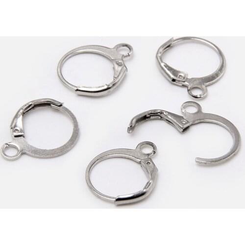 50pcs Metal Earring Making Accessories Rhodium diy Clip On Earring Clasps Hooks Findings With Loop Clasp Round Base For jewelry