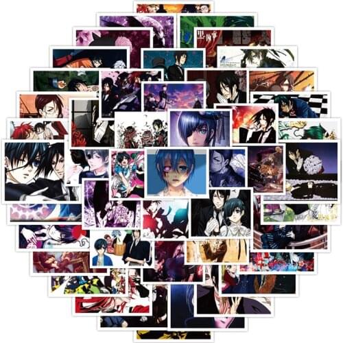 50PCS Black Butler Sticker Pack for Children Gift Cartoon Anime Stickers To Stationery Laptop Suitcase Guitar Fridge Decals