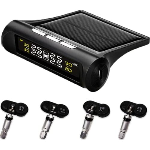 Car TPMS Tire Pressure Monitoring System Smart Solar Power Digital Display Security Alarm Systems Built-in Tyre Pressure Sensors
