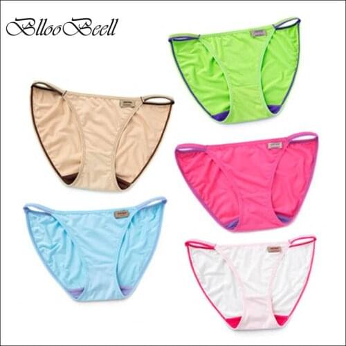 BllooBeell 5pcs Sexy Womens Underwear Panties Modal Briefs for Women Solid Low-Rise G String Seamless Lingerie Lady Girl Thong