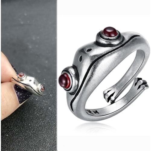 Bohemian Vintage Frog Silver Color Rings Women Artistic Design Retro Chinese Coins Opening Resizable Female Statement Ring Gifts