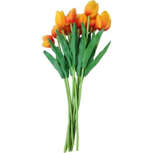 10pcs Tulip Flower Latex Real Touch for Wedding Bouquet Decor Best Quality Flowers (orange tulip)