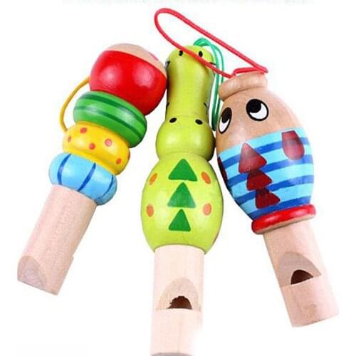 Baby Wooden Cartoon Animal Whistle Toy Educational Music Instrument Toy