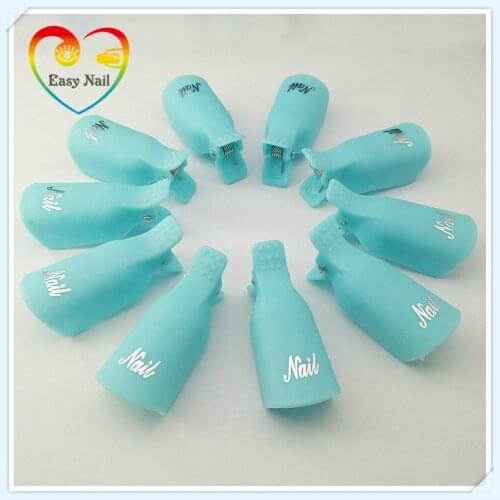 EasyNail New! 10pcs Turq. Nail Art Plastic Gel Nail Polish Remover Clips Soak Off Cap Clip UV Gel Polish Tool for remover