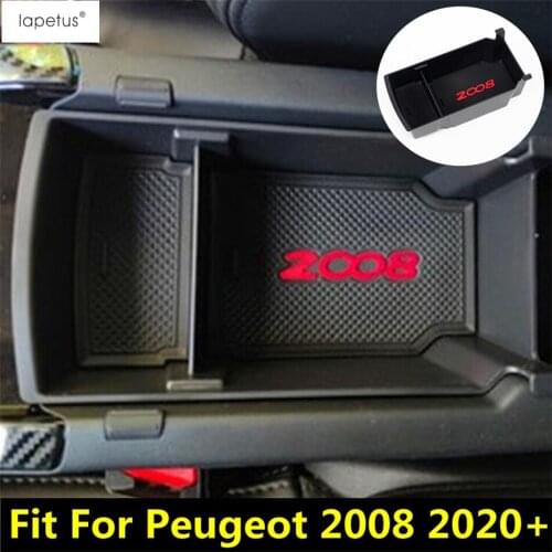 Car Central Armrest Storage Box Center Console Organizer Glove Tray Holder Plastic Kit Accessories For Peugeot 2008 2020 2021