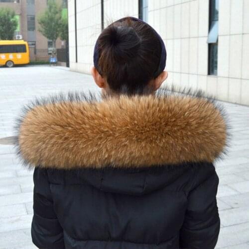 Jkp natural fur collar 100% raccoon fur scarf mens and womens childrens Parka Coat mens oversized fur collar