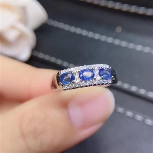 Natural sapphire ring 925 silver lady gift simple simple birthday present Wedding gift