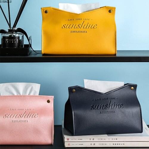 Tissue Box Container Facial Tissue Holder Home Office Car Napkin Dispenser Toilet Paper Case Table Decoration Leather