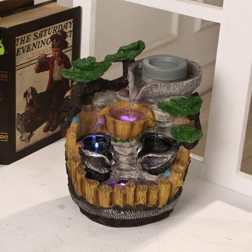 Creative European small rockery fountain water round the office feng shui lucky desktop decoration crafts