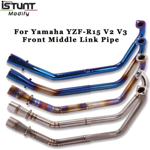Motorcycle Full System Modified Middle Link Connecting Pipe Slip On Without Exhaust For Yamaha R15 V1 V2 V3 MT15 MT125 2008-2020